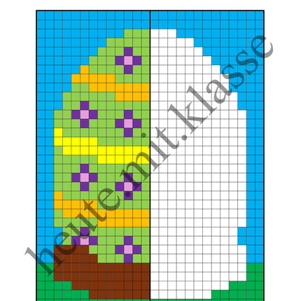 Pixel-Bilder: Ostern (Symmetrie / Pixel-Art)