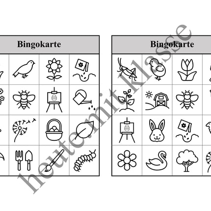 Bingo-Spiel: Frühling & Ostern