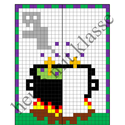 Pixel-Bilder: Halloween (Symmetrie / Pixel-Art)