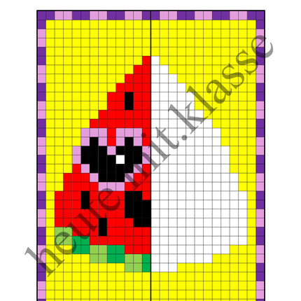 Pixel-Bilder: Sommer & Sommerferien (Symmetrie / Pixel-Art)