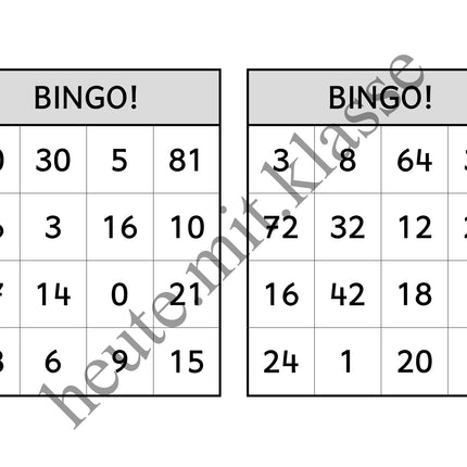 Bingo-Spiel: Das kleine 1x1 üben (Multiplikation & Division)