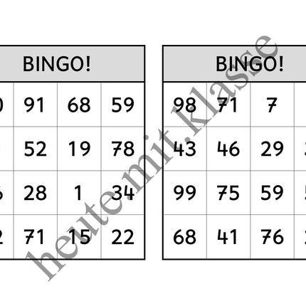 Bingo-Spiel: Rechnen im Zahlenraum bis 100 (Addition & Subtraktion)
