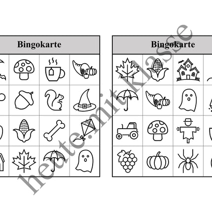 Bingo Spiel: Herbst & Halloween