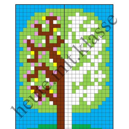 Pixel-Bilder: Frühling (Symmetrie / Pixel-Art)