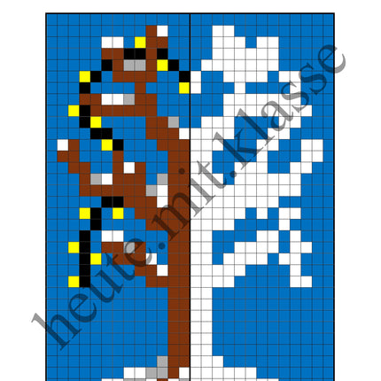Pixel-Bilder: Winter (Symmetrie / Pixel-Art)