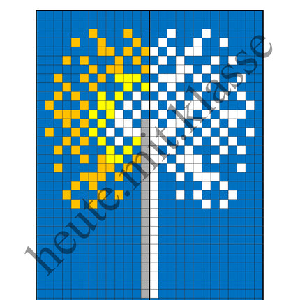 Pixel-Bilder: Neujahr & Silvester (Symmetrie / Pixel-Art)