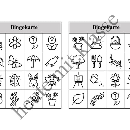 Bingo-Spiel: Frühling & Ostern