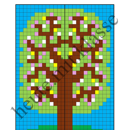 Pixel-Bilder: Frühling (Symmetrie / Pixel-Art)