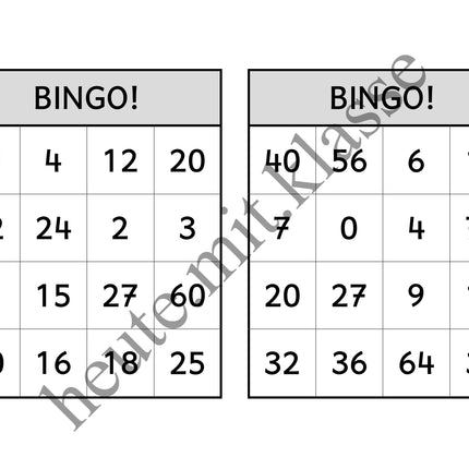 Bingo-Spiel: Das kleine 1x1 üben (Multiplikation & Division)