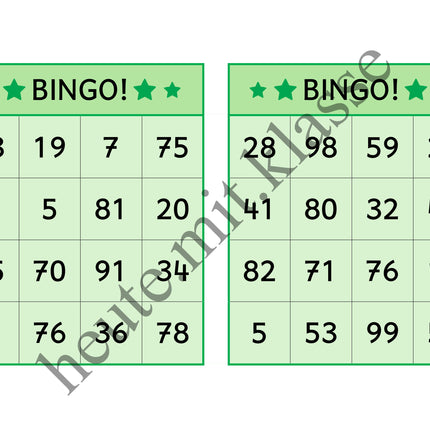 Bingo-Spiel: Rechnen im Zahlenraum bis 100 (Addition & Subtraktion)