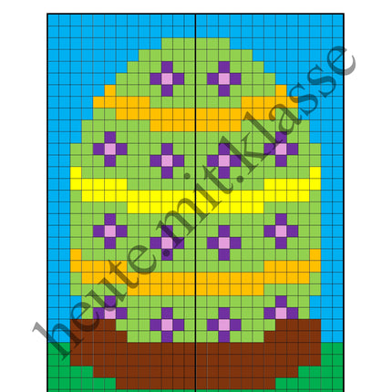 Pixel-Bilder: Ostern (Symmetrie / Pixel-Art)