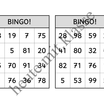 Bingo-Spiel: Rechnen im Zahlenraum bis 100 (Addition & Subtraktion)