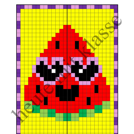 Pixel-Bilder: Sommer & Sommerferien (Symmetrie / Pixel-Art)