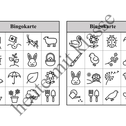 Bingo-Spiel: Frühling & Ostern