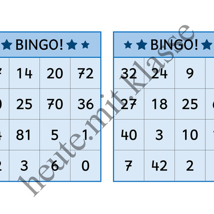 Bingo-Spiel: Das kleine 1x1 üben (Multiplikation & Division)