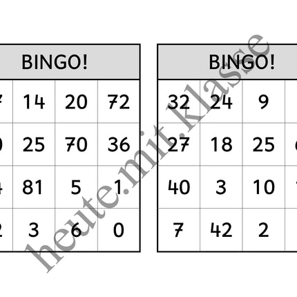 Bingo-Spiel: Das kleine 1x1 üben (Multiplikation & Division)