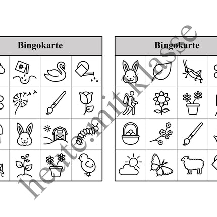 Bingo-Spiel: Frühling & Ostern