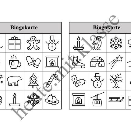 Bingo Spiel: Winter & Weihnachten