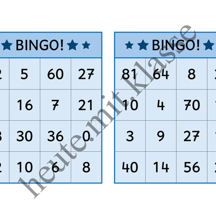 Bingo-Spiel: Das kleine 1x1 üben (Multiplikation & Division)