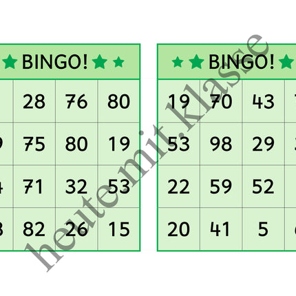 Bingo-Spiel: Rechnen im Zahlenraum bis 100 (Addition & Subtraktion)