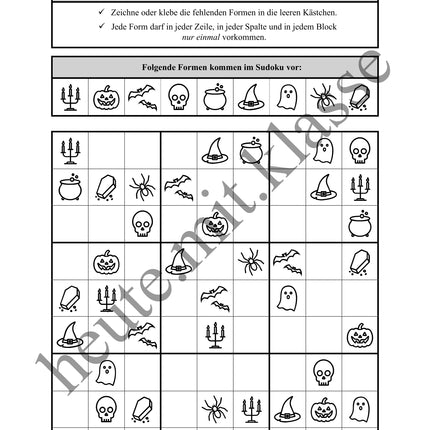 Sudoku 9x9: Halloween - Logisches Denken fördern!