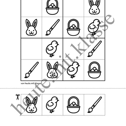 Sudoku: 4x4 Ostern (Rätsel für Vorschule & Anfangsunterricht)