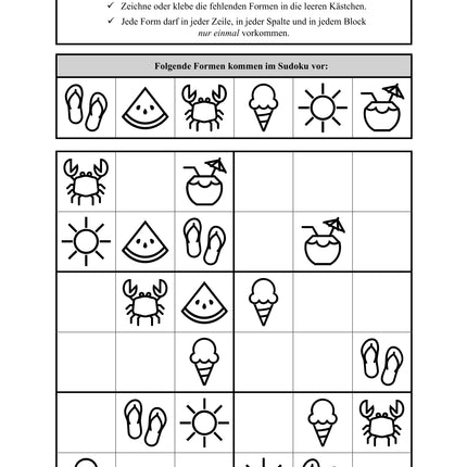 Sudoku 6x6: Sommer & Sommerferien - Logisches Denken fördern!