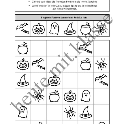 Sudoku 6x6: Halloween - Logisches Denken fördern!