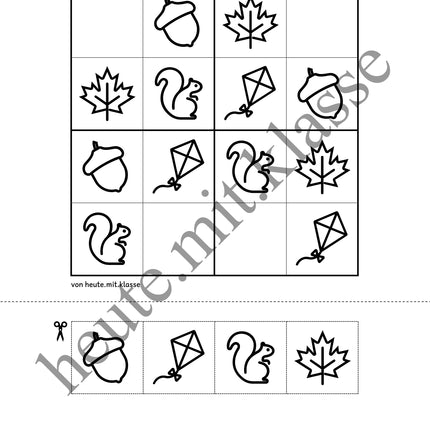 Sudoku: 4x4 Herbst (Rätsel für Vorschule & Anfangsunterricht)