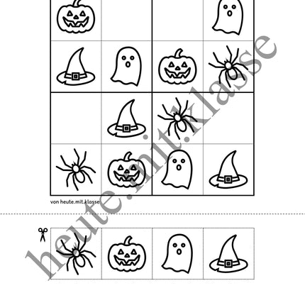 Sudoku 4x4: Halloween (Rätsel für Vorschule & Anfangsunterricht)