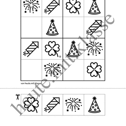 Sudoku 4x4: Neujahr & Silvester (Rätsel für Vorschule & Anfangsunterricht)