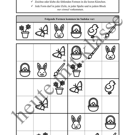 Sudoku 6x6: Ostern - Logisches Denken fördern!