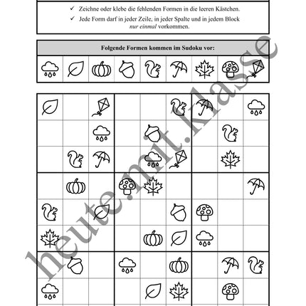 Sudoku 9x9: Herbst - Logisches Denken fördern!