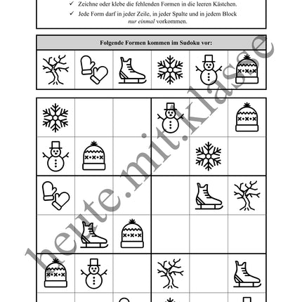 Sudoku 6x6: Winter - Logisches Denken fördern!