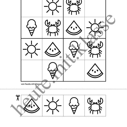 Sudoku 4x4: Sommer (Rätsel für Vorschule & Anfangsunterricht)