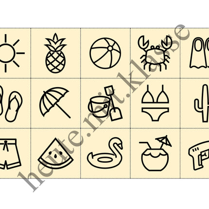 Bingo-Spiel: Sommer & Sommerferien