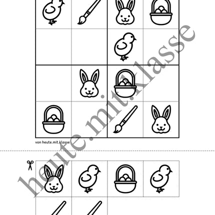 Sudoku: 4x4 Ostern (Rätsel für Vorschule & Anfangsunterricht)