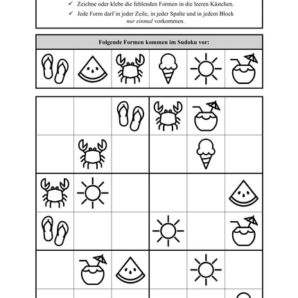 Sudoku 6x6: Sommer & Sommerferien - Logisches Denken fördern!