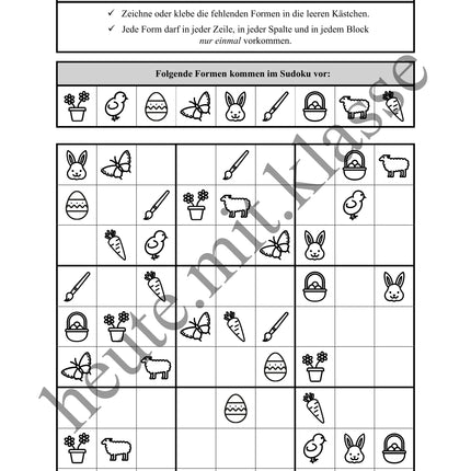 Sudoku 9x9: Ostern - Logisches Denken fördern!