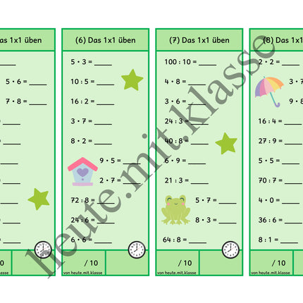 Rechenhäppchen / Tägliche Übung: Im Frühling - Kleines 1x1 (Multiplikation & Division)