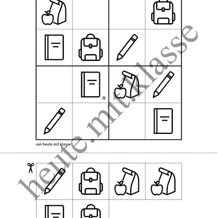 Sudoku 4x4: In der Schule (Rätsel für Vorschule & Anfangsunterricht)