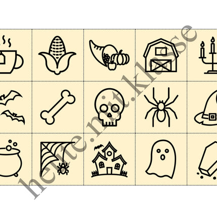 Bingo Spiel: Herbst & Halloween
