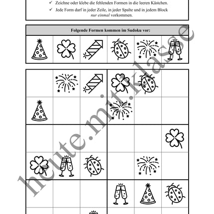 Sudoku 6x6: Neujahr & Silvester - Logisches Denken fördern!