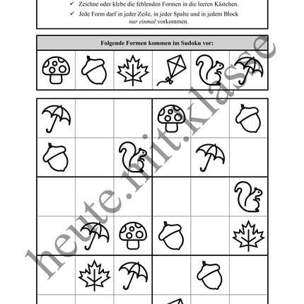 Sudoku 6x6: Herbst - Logisches Denken fördern!