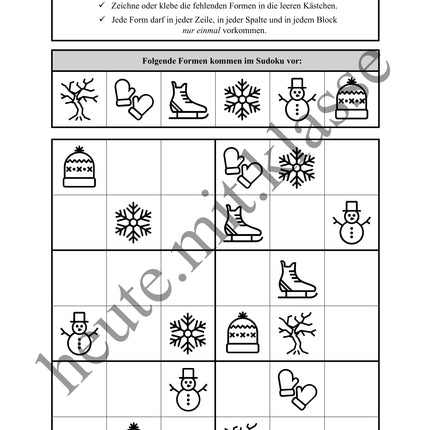 Sudoku 6x6: Winter - Logisches Denken fördern!