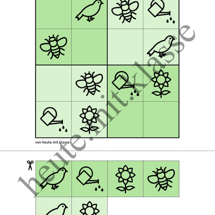 Sudoku 4x4: Frühling (Rätsel für Vorschule & Anfangsunterricht)