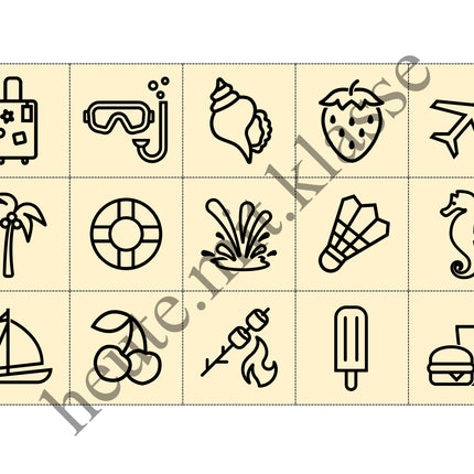 Bingo-Spiel: Sommer & Sommerferien