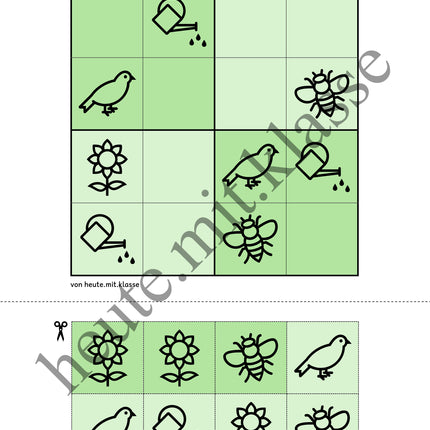Sudoku 4x4: Frühling (Rätsel für Vorschule & Anfangsunterricht)