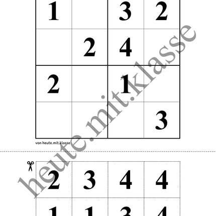 Sudoku 4x4: Klassisch mit Zahlen (Rätsel für Vorschule & Anfangsunterricht)
