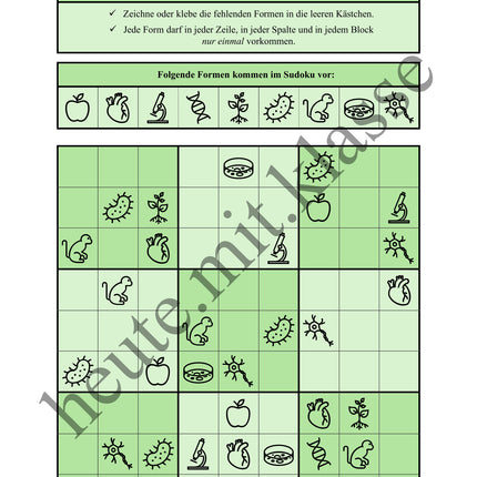 Sudoku 9x9: Biologie - Logisches Denken fördern!